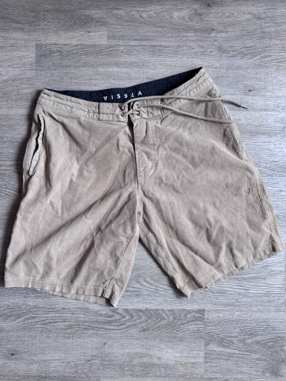 VISSLA Khaki and Black Corduroy Drawstring Shorts